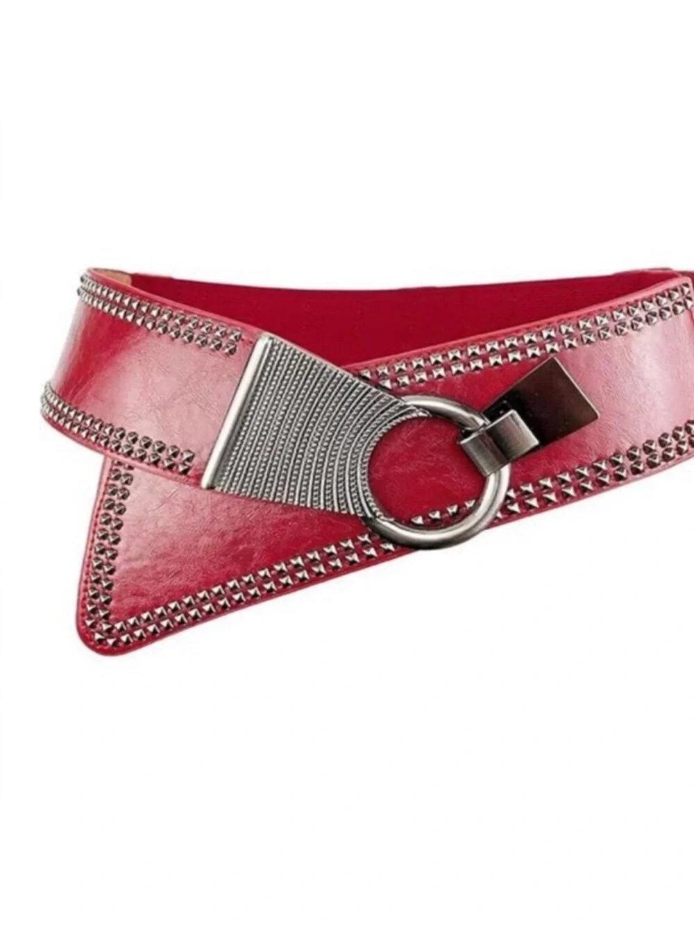 Fashion Wide Waist Belt Elastic Stretch Cinch Belts With Interlock Buckle Red OS